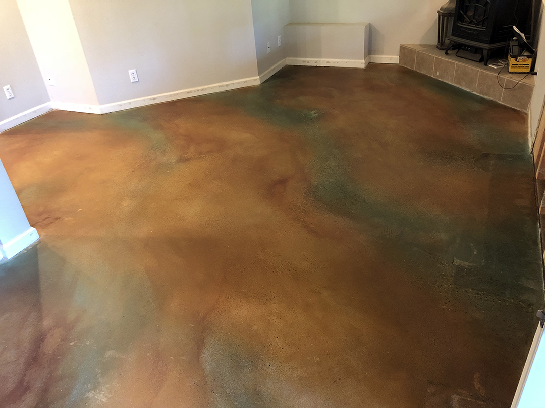 Custom Earth Water Stained Concrete Living Room - After