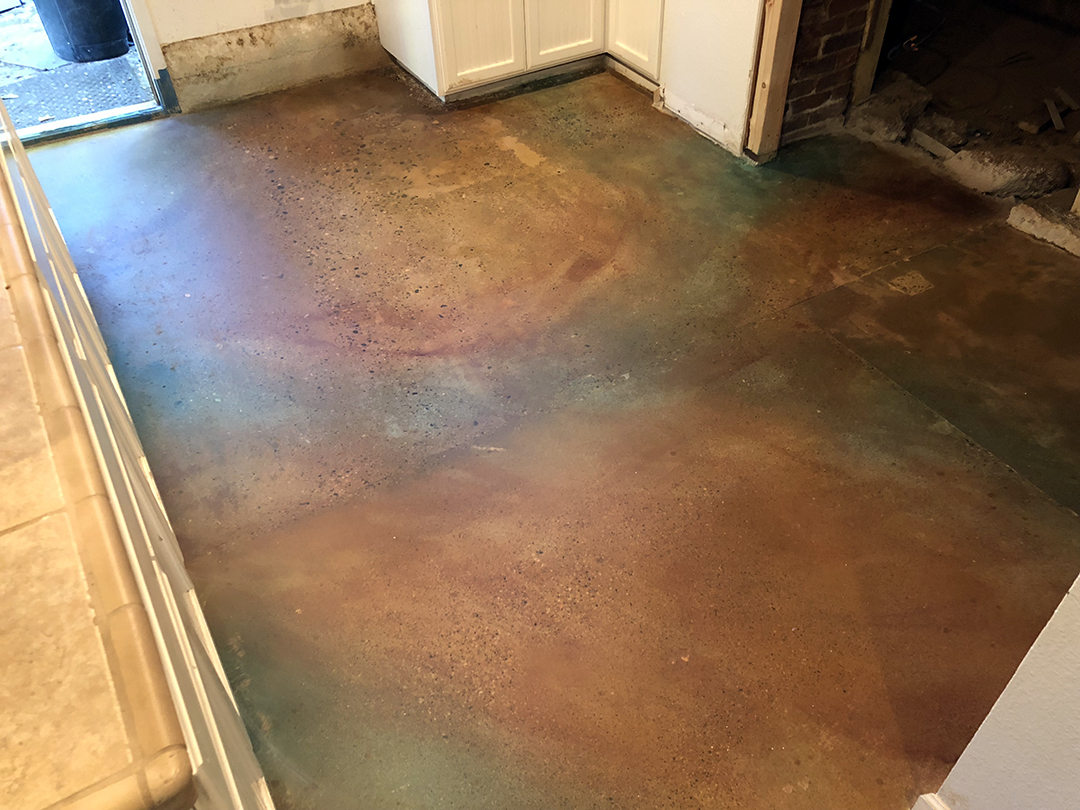 Custom Earth Water Stained Concrete Kitchen - After