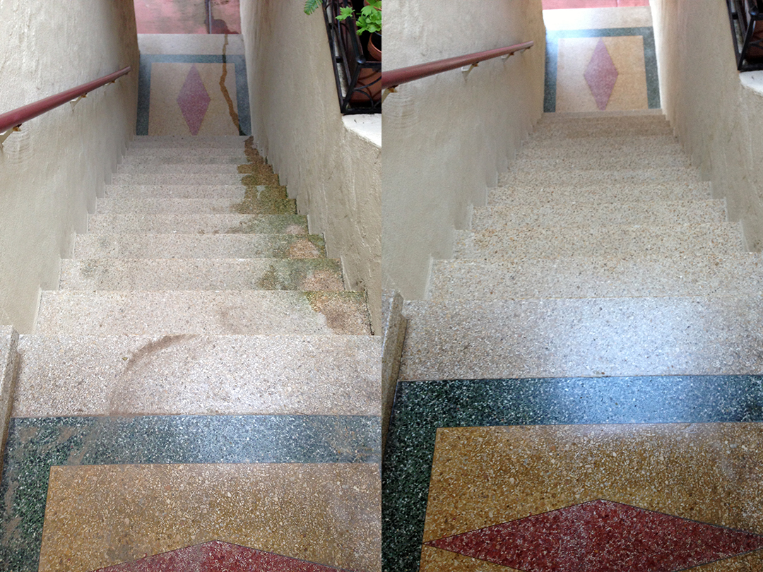Terrazzo Staircase Clean Seal - Before-After