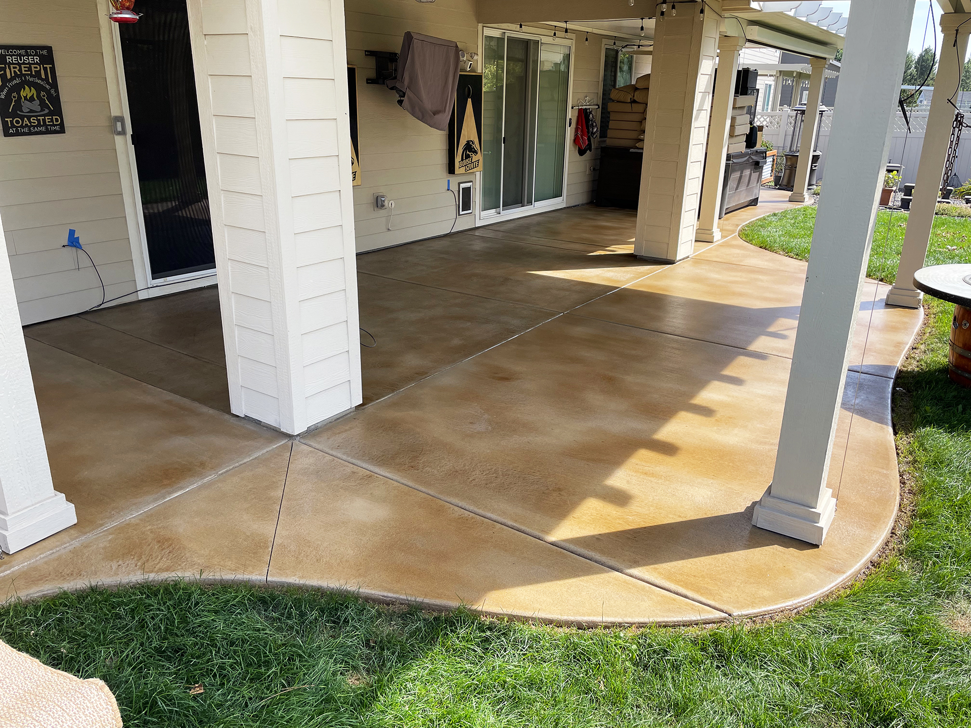 Brown Stained Concrete Patio