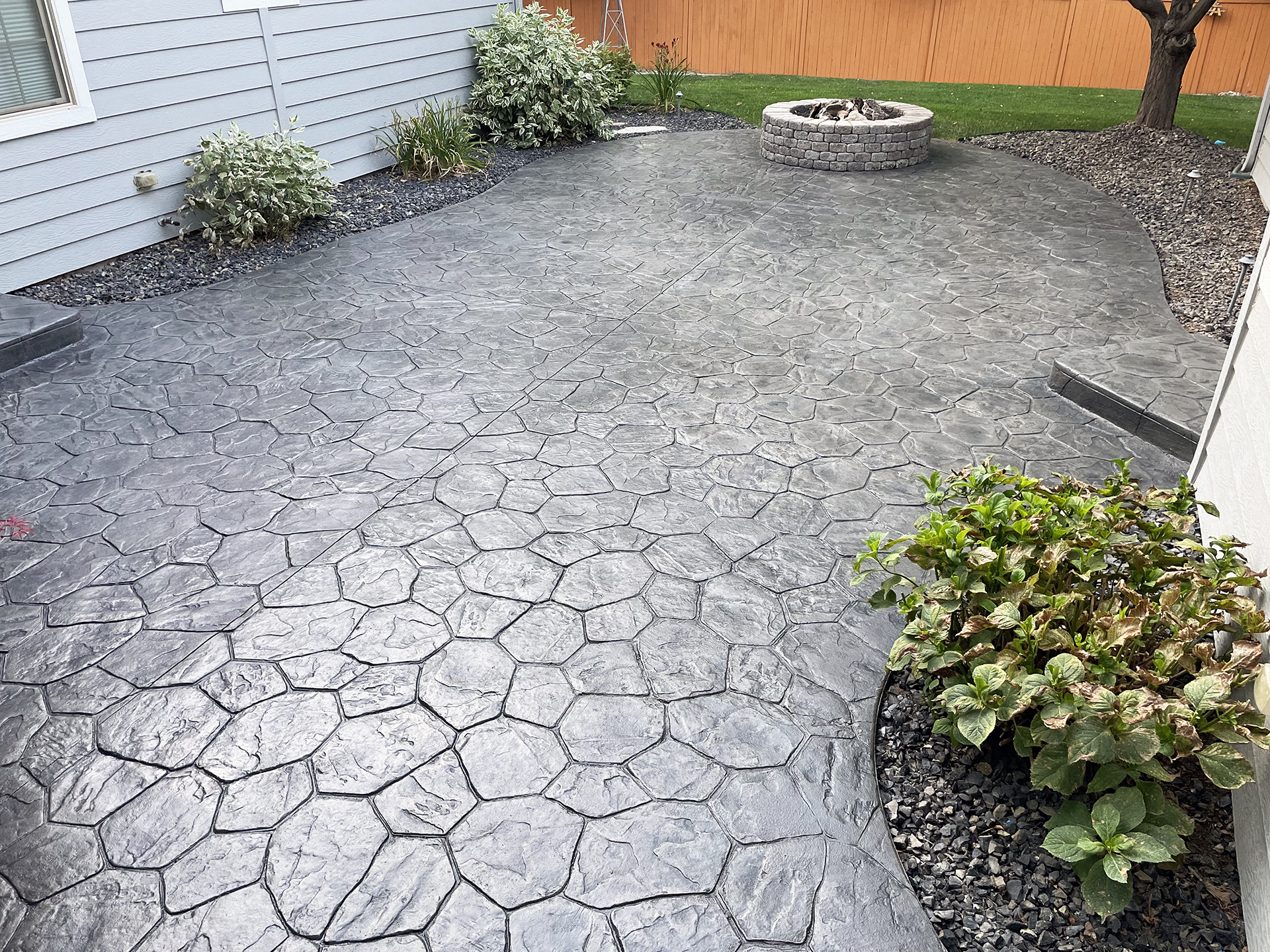 Gray Stamped Concrete Patio